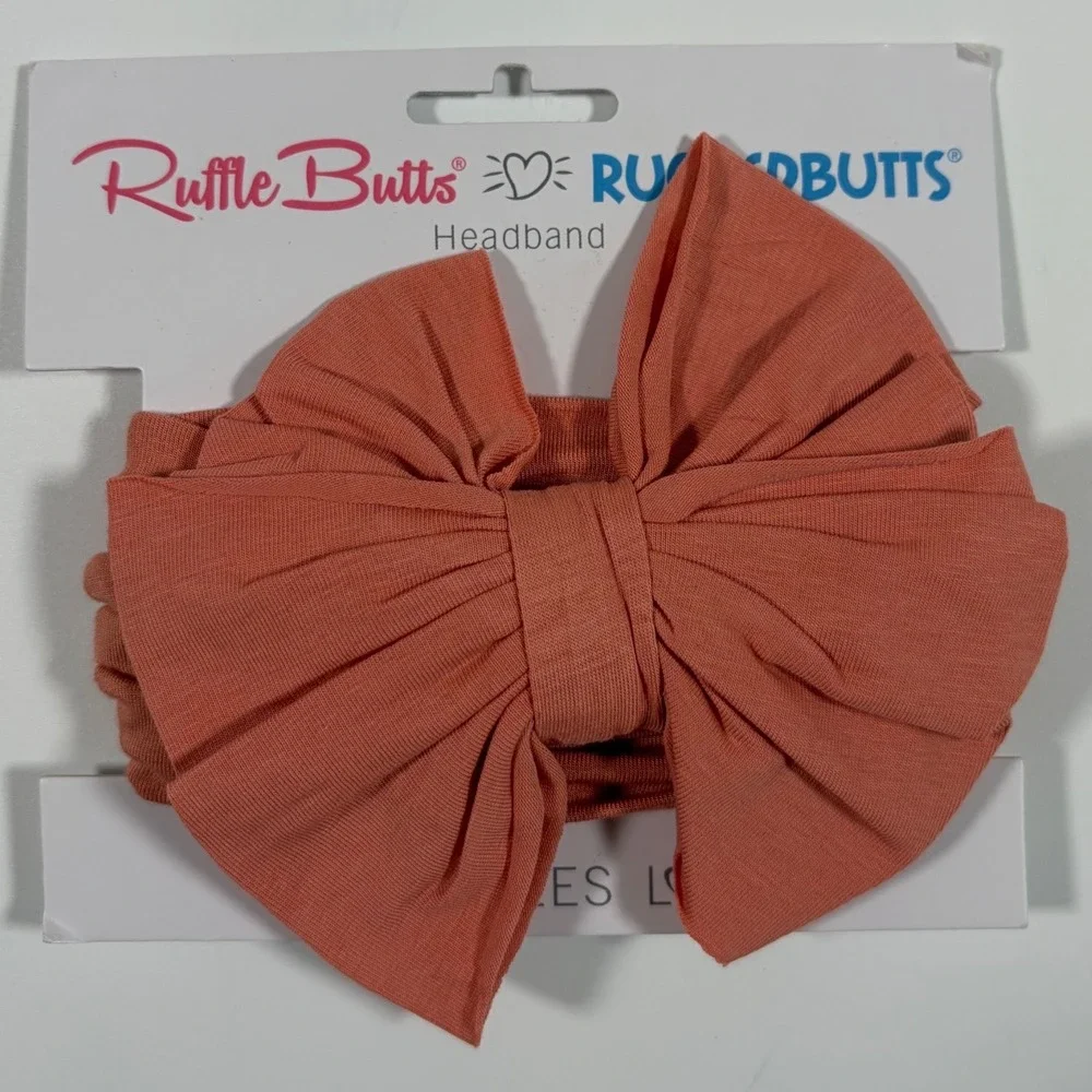 RuffleButts Terra Cotta Big Bow Headband Baby Toddler Girls One Size NWT